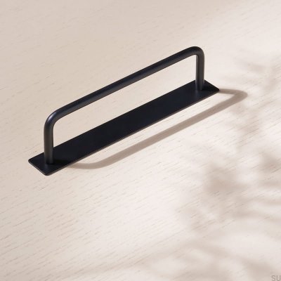 Poignée de meuble allongée Filetage 128 Métal Noir