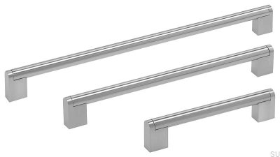 Boss 192 poignée de meuble oblongue, argent poli (aspect inox)