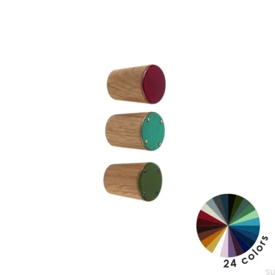 Bouton de meuble simple cône bois émaillé bleu chaud huile incolore semi-mat