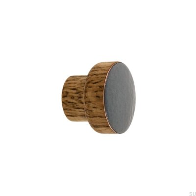 Bouton de meuble Simple, Bois, Émaillé, Gris Foncé, Huile Teintée
