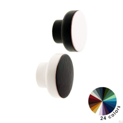 Bouton de meuble Simple Blanc 40 Bois Émail Noir