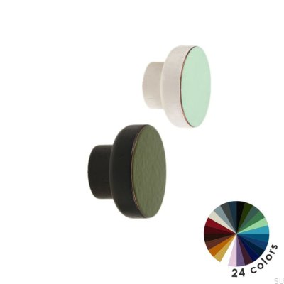 Bouton de meuble Simple Noir 40 Bois Émaillé Rose Clair