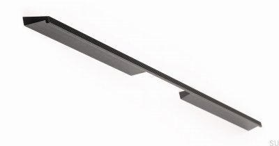 Poignée de meuble allongée Rail 576 Aluminium Noir Brossé