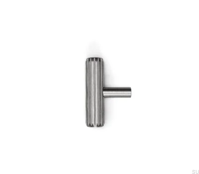 Bouton de meuble en aluminium argenté T-Bar Rille
