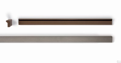 Poignée de meuble oblongue Angle 600. Aluminium Métallisé Marron