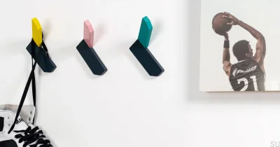 Support mural d'angle Anthracite avec Turquoise Eco