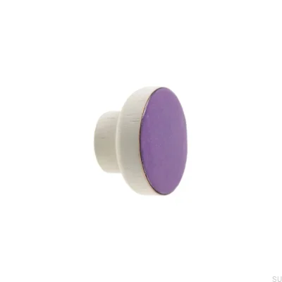 Bouton de meuble Simple Blanc 40 Bois Emaillé Violet
