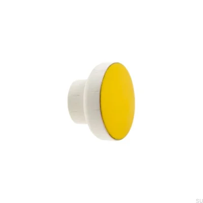 Bouton de meuble Simple Blanc 40 Bois Émaillé Jaune