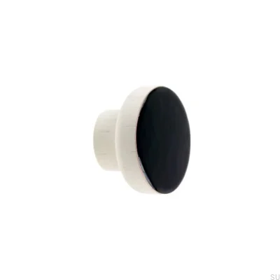 Bouton de meuble Simple Blanc 40 Bois Émail Noir