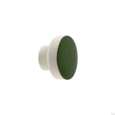 Bouton de meuble Simple Blanc 40 Bois Émaillé Vert Foncé