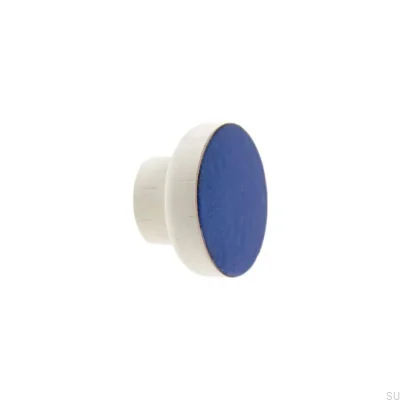 Bouton de meuble Simple Blanc 40 Bois Émaillé Bleu Chaud