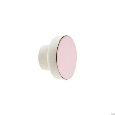 Bouton de meuble Simple Blanc 40 Bois Émaillé Rose Clair