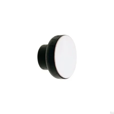 Bouton de meuble Simple Noir 40 Bois Émail Blanc