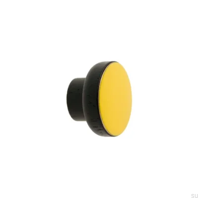 Bouton de meuble Simple Noir 40 Bois Émaillé Jaune