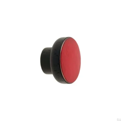 Bouton de meuble Simple Noir 40 Bois Émaillé Rouge