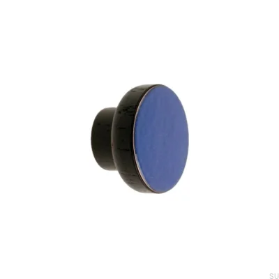 Bouton de meuble Simple Noir 40 Bois Émaillé Bleu Chaud