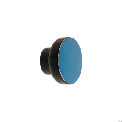 Bouton de meuble Simple Noir 40 Bois Émail Cool Blue