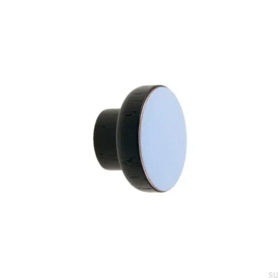 Bouton de meuble Simple Noir 40 Bois Emaillé Bleu Clair