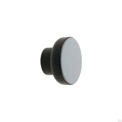 Bouton de meuble Simple Noir 40 Bois Émail Gris Clair