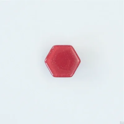 Bouton de meuble hexagonal en verre Framboise