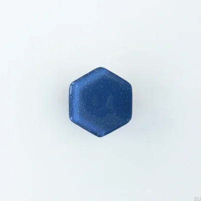 Bouton de Meuble Hexagone Verre Bleu Marine