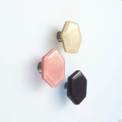 Bouton de meuble hexagonal Glass Outremer