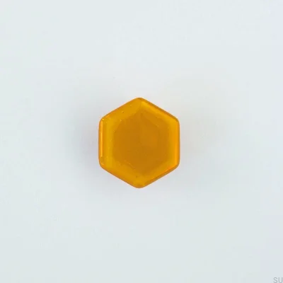 Bouton de meuble hexagonal en verre miel