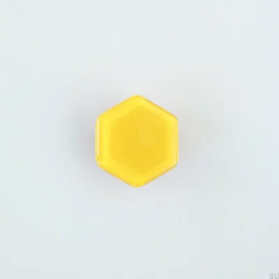 Bouton de meuble en verre hexagonal jaune