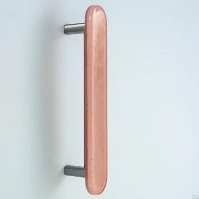Poignée de meuble ronde 128, verre, rose