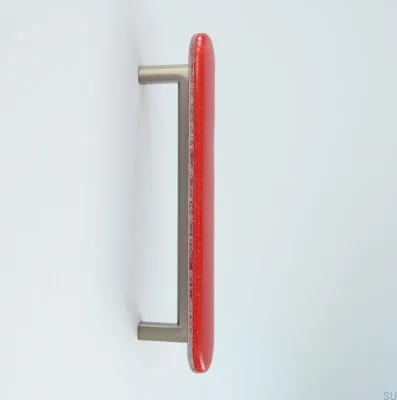 Poignée de meuble ronde, ronde 128, verre, rouge