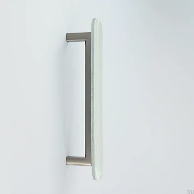 Poignée de meuble ronde 128, verre, blanc