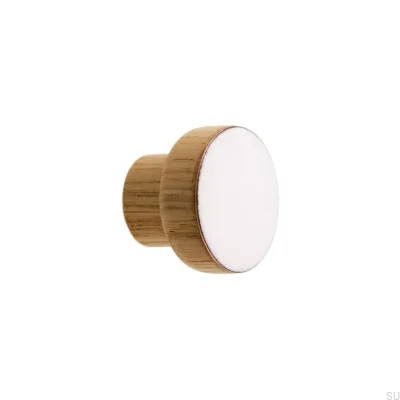 Bouton de meuble Simple, Bois, Émail, Blanc, Huile, Incolore, Semi-mat