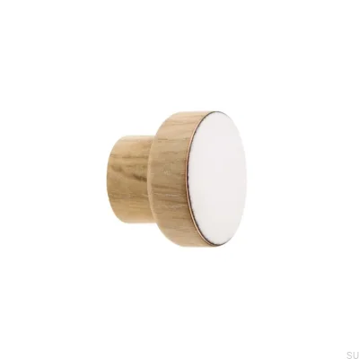 Bouton de meuble Simple, Bois, Émaillé, Blanc, Huile, Blanc
