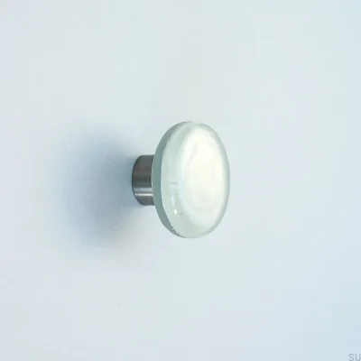 Bouton de meuble rond en verre, blanc