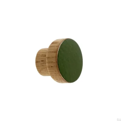 Bouton de meuble Simple, Bois, Émaillé, Vert foncé, Pétrole, Incolore, Semi-mat