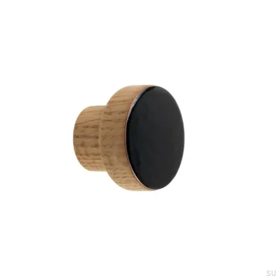 Bouton de meuble Simple, Bois, Émaillé, Noir, Pétrole, Incolore, Semi-mat