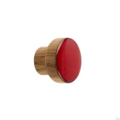 Bouton de meuble Simple, Bois, Émaillé, Rouge, Pétrole, Incolore, Semi-mat