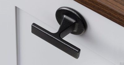Bouton de meuble T-Bar Oto en métal noir