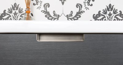 Poignée de meuble encastrée Nest 186, nickel brossé