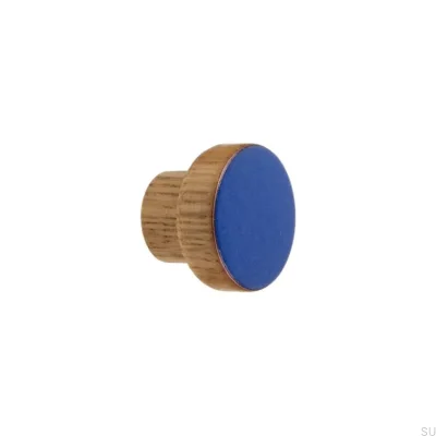 Bouton de meuble Simple, Bois, Émaillé, Huile Bleu Chaud, Incolore Semi-mat