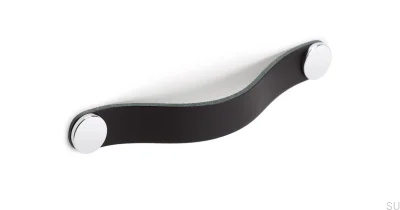 Poignée de meuble Flexa 128 Cuir Noir avec Argent