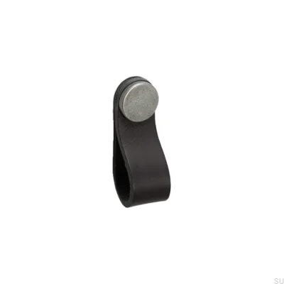 Poignée de meuble Flexa 70 Cuir Noir avec Étain