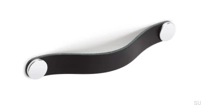 Poignée de meuble Flexa 160 Cuir Noir avec Argent