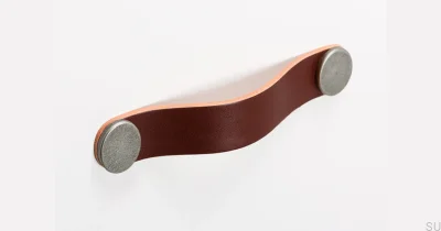 Poignée de meuble Flexa 128 Cuir Marron avec Étain