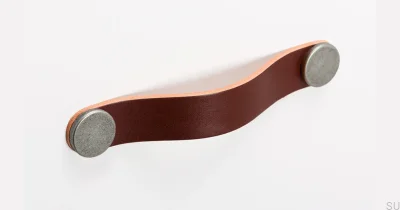 Poignée de meuble Flexa 160 Cuir Marron avec Étain