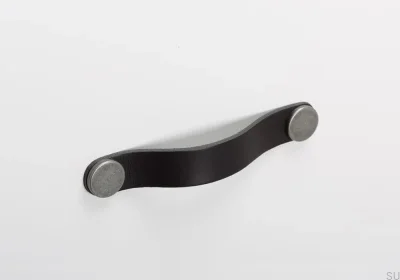 Poignée de meuble Flexa 160 Cuir Noir avec Étain