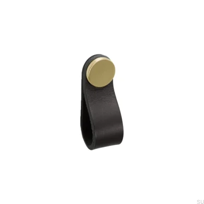 Poignée de meuble Flexa 70 Cuir Noir avec Or