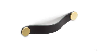 Poignée de meuble Flexa 128 Cuir Noir avec Or