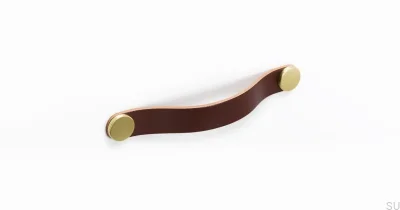 Poignée de meuble Flexa 128 Cuir Marron avec Or