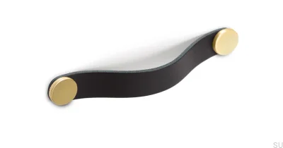 Poignée de meuble Flexa 160 Cuir Noir avec Or